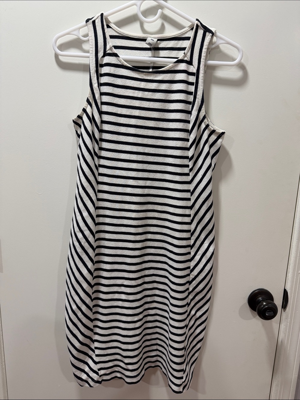 Old Navy Black and White Striped Midi Tank Dress